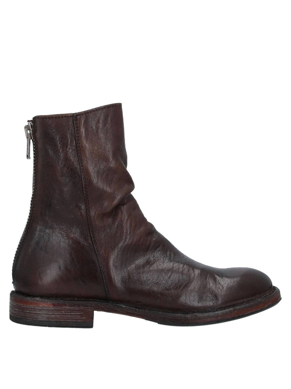 Womens Leather Zip-Back Ankle Boot in Dark Brown